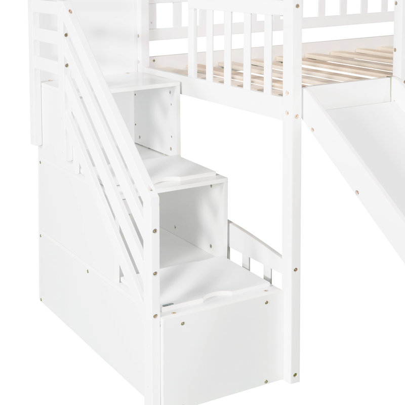 Lit mezzanine simple avec glissade et espace de rangement - Créez une chambre à coucher amusante, spacieuse et confortable