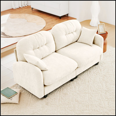 Tissu en chenille de canapé modulaire avec causeuse Cloud, dossier capitonné, conception ergonomique, mousse haute densité, installation facile, accoudoirs élégants, base en bois, convient aux salons