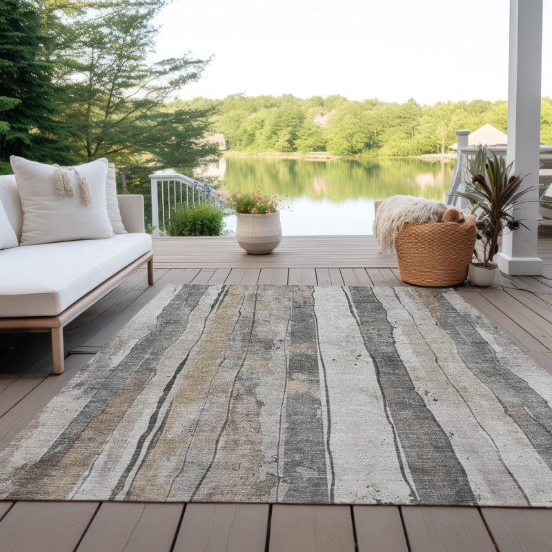 Tapis intérieur / extérieur lavable à la machine Xhevrie, Rectangle 10 pi x 14 pi