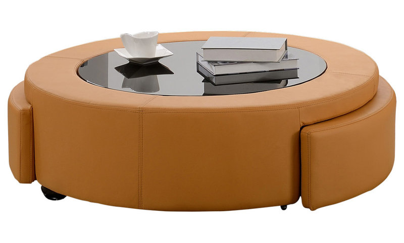 Table basse à 4 pieds avec rangement, Orange