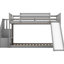 Lit simple superposé au-dessus gris avec rangement et glissade - construction en pin robuste, espace fonctionnel et design très amusant-1810061753