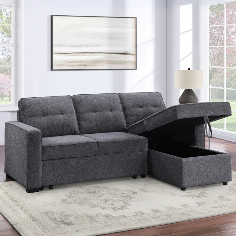 Canapé-lit coulissant 88 po Omri, Polyester gris