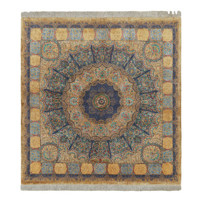 Rug & Kilim's Modern Classics Square Rug In Polychrome Floral Medallion “Liliom”