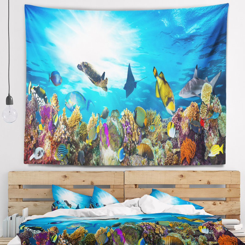 Récif de corail coloré avec tapisserie de poissons Seascape, H 32 po x l 39 po