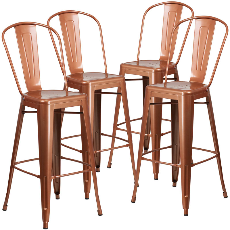 Tabouret de comptoir en métal patiné pour l'intérieur / extérieur de 24 po de hauteur Angelean - noir, Cuivre