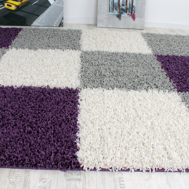 Rumbell Chequered Shag Area Rug, Rectangle 120 x 170cm