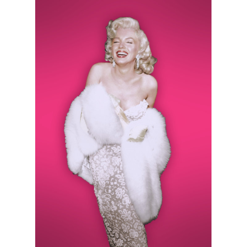 Marilyn Monroe souriant en fourrure - photographie, Rose / blanc, L 8 po x H 10 po