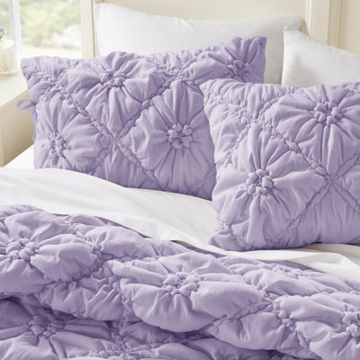 3 pièces d'édredon très grand floral mauve avec broderie décontractée et cravates décoratives, douceur semblable au nuage, confort toutes saisons, broderie décorative lavable à la machine, confort, utilisation,