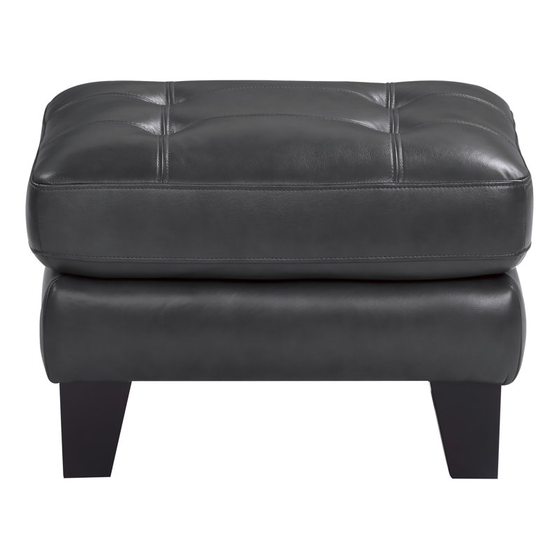 Chaise avec repose-pieds Craig, Cuir fleur gris foncé