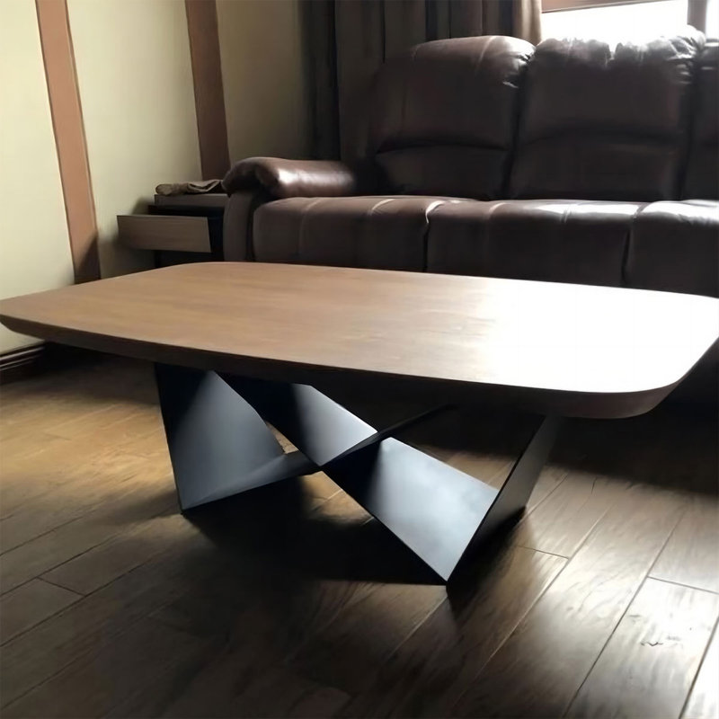 Brown Solid Wood Rectangular Coffee Table, 17.72" H x 70.87" L x 31.5" W
