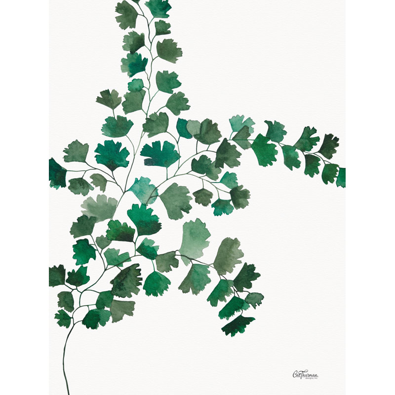Maiden Hair Fern par Cat Thurman Designs, H 32 po x l 24 po, Pas de tapis, Toile dorée avec cadre flottant