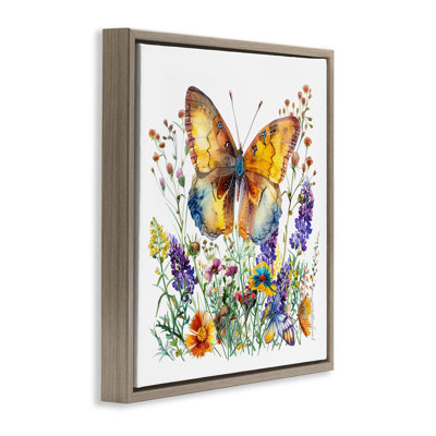  Mixed Butterfly Garden Framed Floater Canvas Wall Art by LSR Design Studio