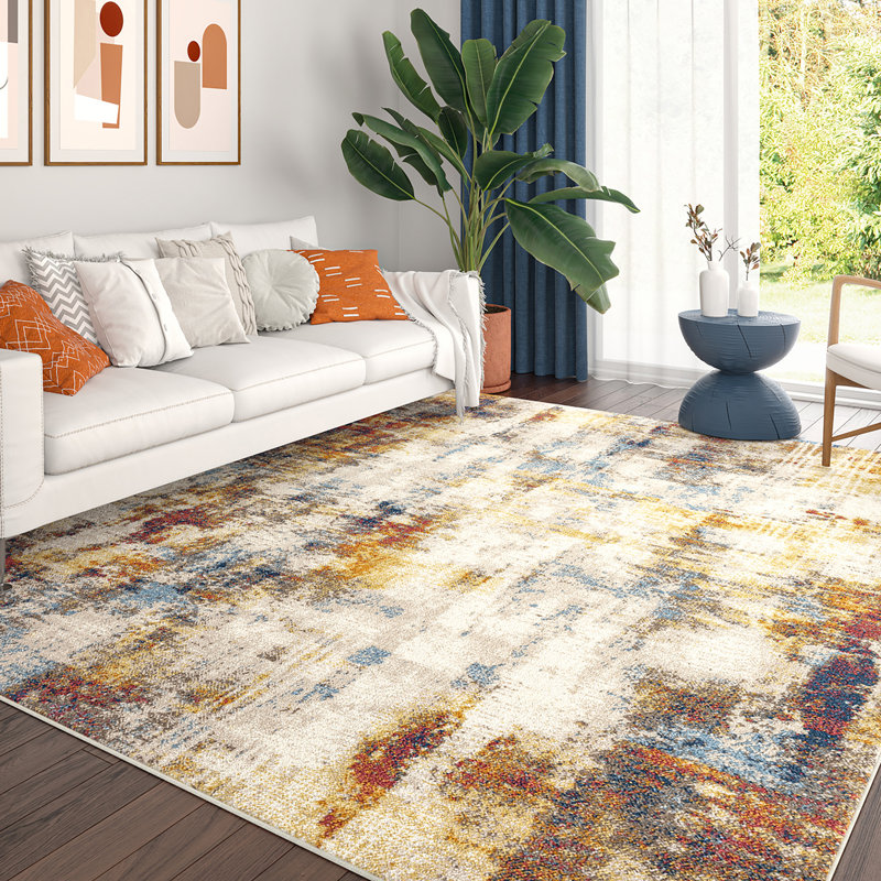 Tapis contemporain contemporain, multicolore, Rectangle 7 pi 11 po x 10 pi 3 po