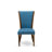 7 Piece Dining Set Consist of a Round Dining Room Table with Pedestal and 6 Blue Color Linen Fabric Upholstered Parson Chairs, Distressed Jacobean-1957417870-1957178839