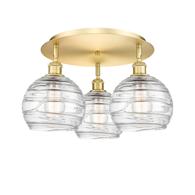 Essex Glass Flush Mount, Satin Gold, 10.88" H x 19.75" W x 19.75" D