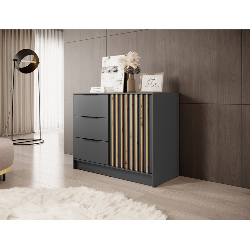 Juila 105cm Sideboard, Dark Grey/Brown