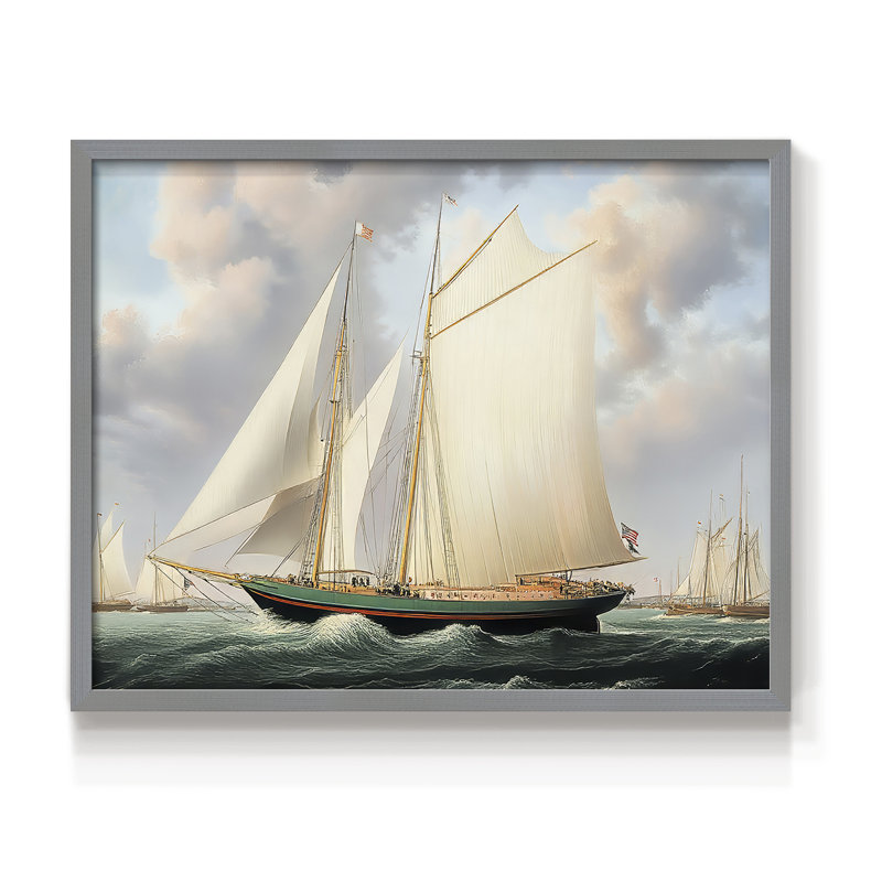 Série nautique - Lxxix - impression encadrée - réversible, H 8 po x l 10 po, Gris