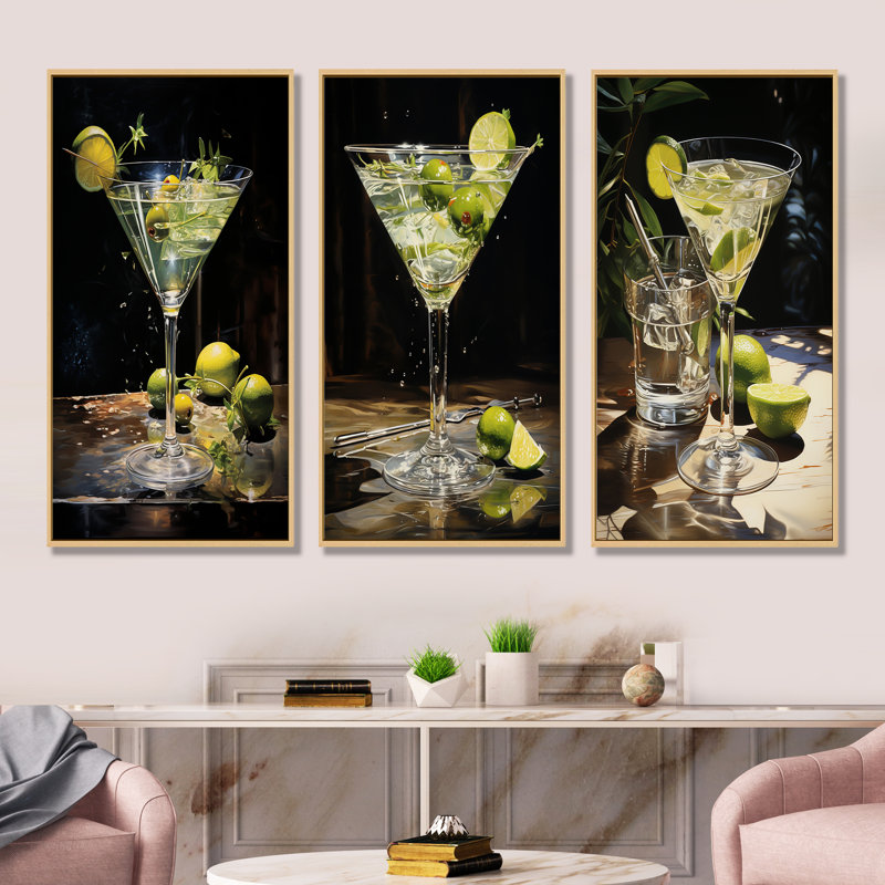 Dirty Martini Mirage Cocktail, Cadre flottant brun, H 28 po x l 36 po