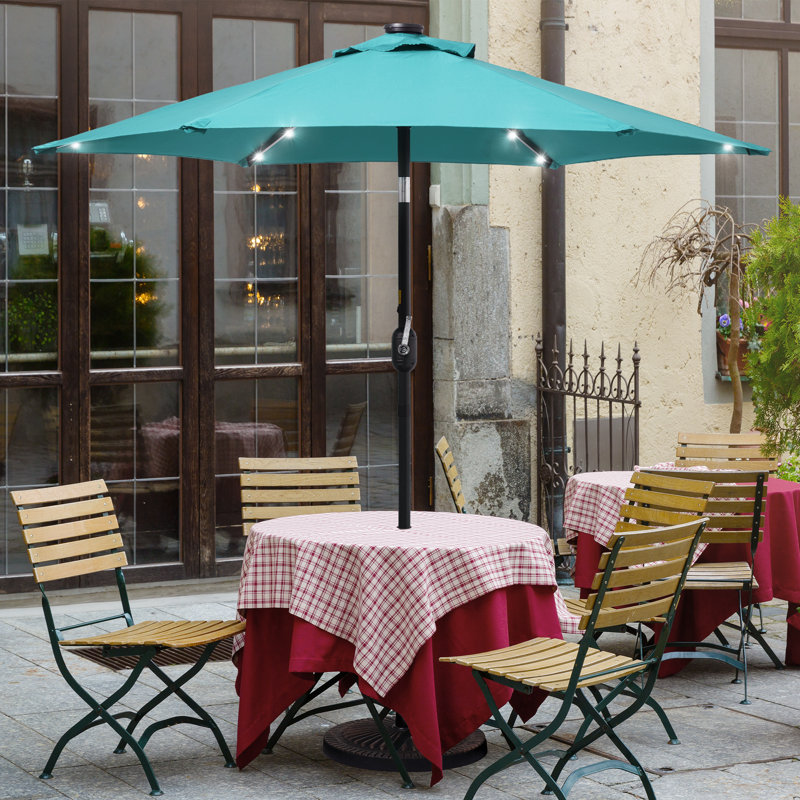 Parasol de marché éclairé 90 po Kanila, Bleu lac