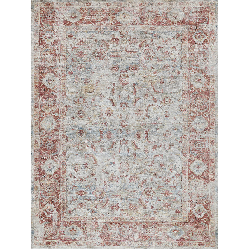 Antique Loom Blue/Rust Polyester powerloom Area Rug, Rectangle 12' x 15'