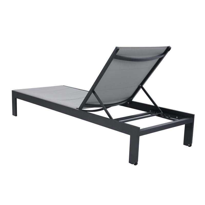 200cm Long Reclining Single Chaise with Cushions, Grey