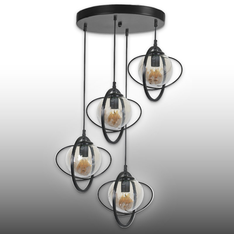 Adjustable Height 4 Lights Metal Body Cluster Pendant