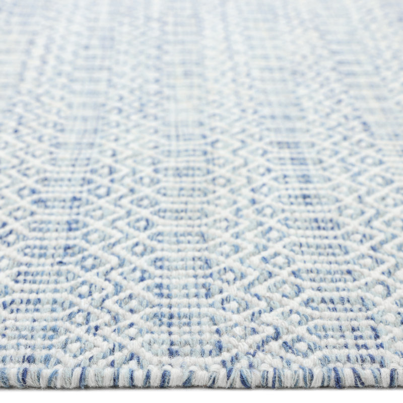 Chatham Geometric Area Rug in Ivory/Blue, Rectangle 6' x 9'