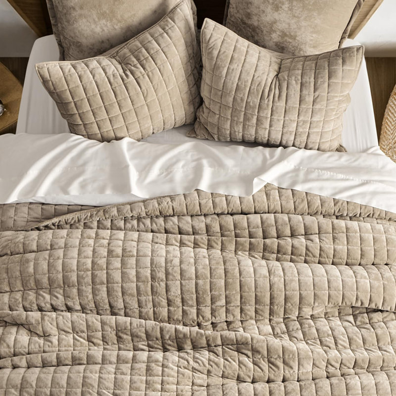 Quilt Set Bedding Sets, Ultra Soft Comforter Set, Lightweight Channel Box Stitch Oversized Bedspread Coverlet For All Season, With 2 Shams