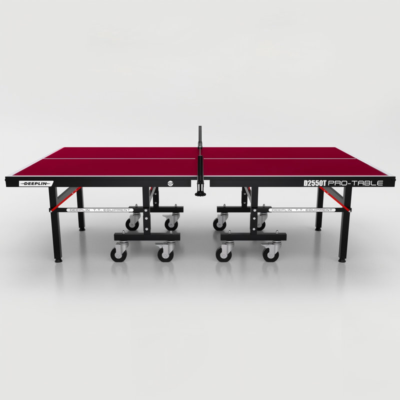 Table de ping-pong pliable rouge avec roues verrouillables, table de tennis de table mobile d'intérieur, Rouge
