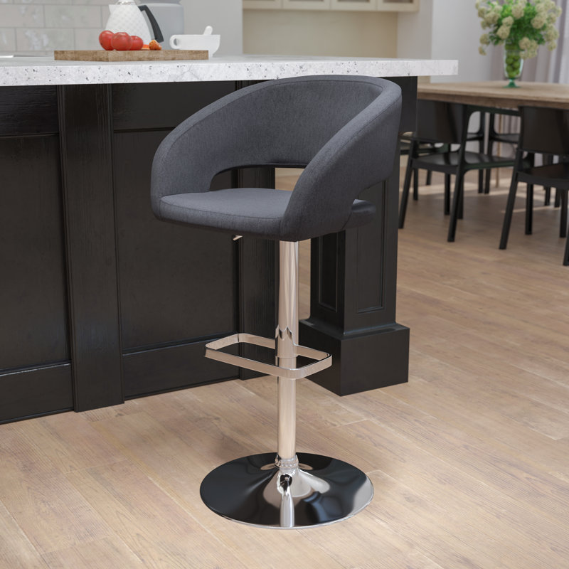 Tabouret de bar Amberlie, Cognac, Chrome, 1