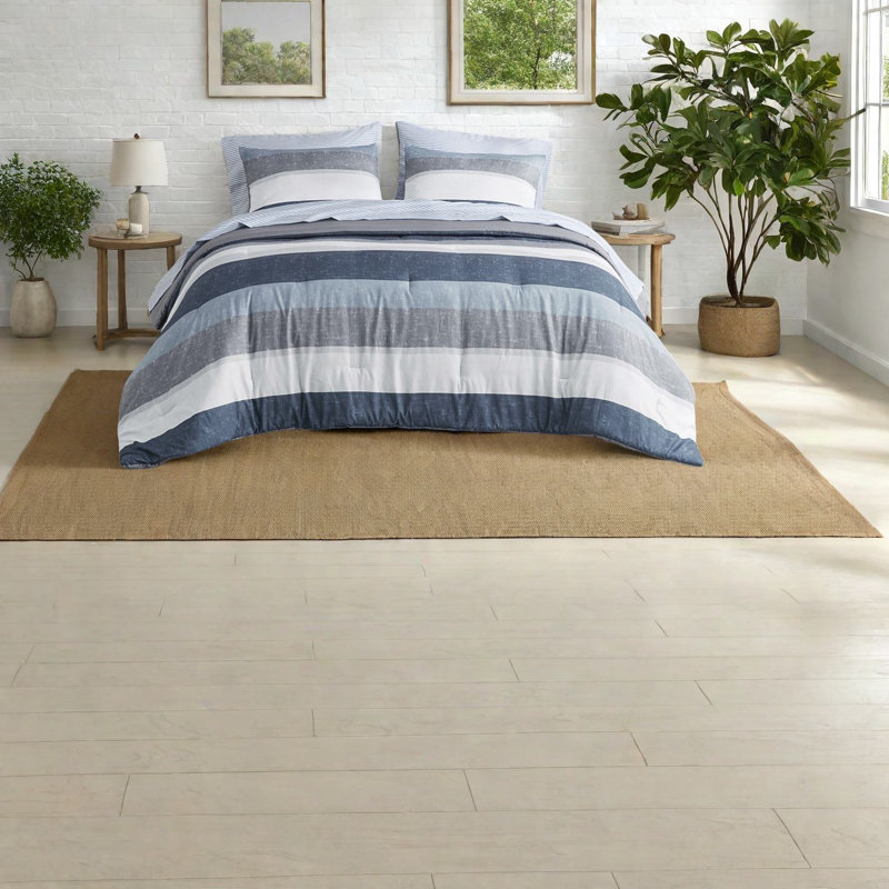 Ensembles de literie confortables, polyester bleu / gris, transformation de chambre à coucher moderne