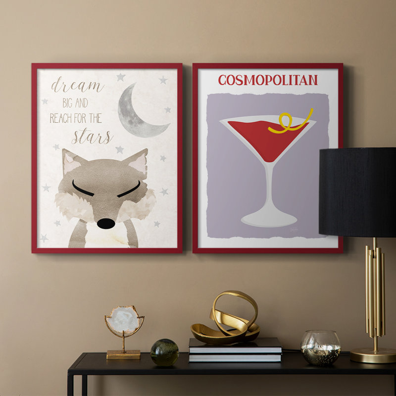 Goodnight Fox - reproduction encadrée de qualité supérieure - prête à être accrochée - aucun clou requis - aucun clou requis