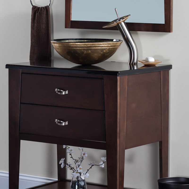 Novatto 16.5'' Glass Circular Bathroom Sink, Brushed Nickel