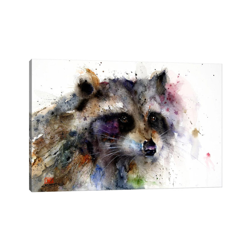 Raccoon 1 Piece Wrapped Canvas Wall Art, 20.32 cm H x 30.48 cm W
