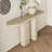 Beige Stone Oval Console Table-504332845