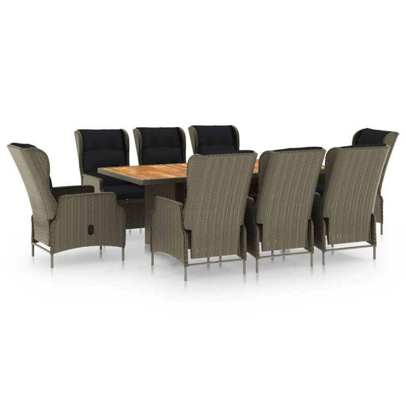 Ensemble de table et chaises de patio, Brun / brun clair, 8