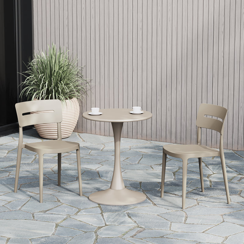 Ensemble repas extérieur 2 personnes, H 28,5 po x l 23,5 po x P 23,5 po, Beige, 2
