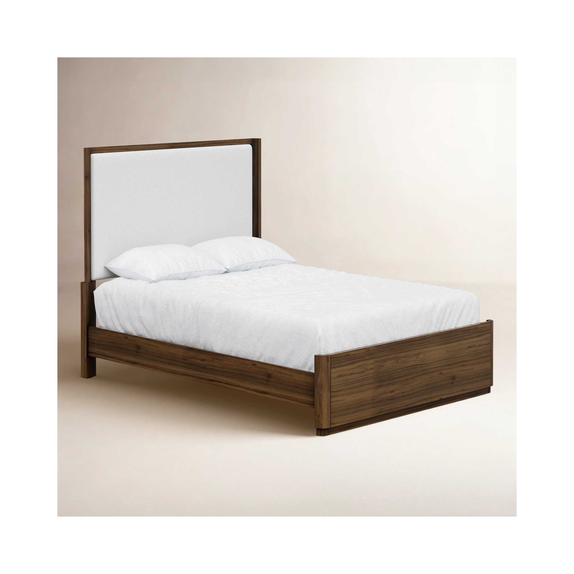 Kiefer Upholstered Walnut Panel Bed, Carmel, Queen