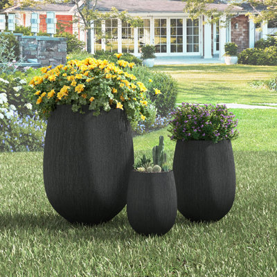 Ensemble de 3 pots à fleurs en forme d'œuf pour l'extérieur MGO