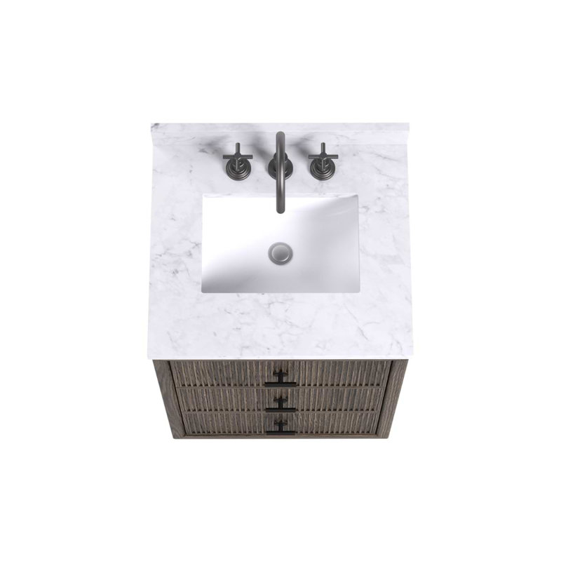 Rhett Vanity, Espresso Oak, 24" W, Carrara Marble