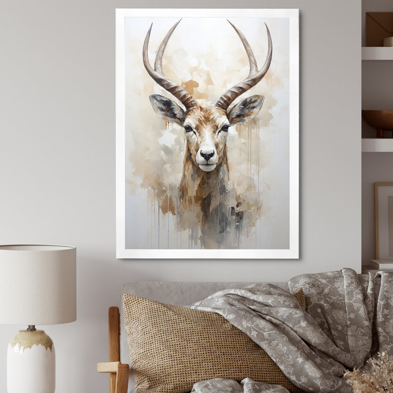 Minimalisme antilope Ibex I, H 32 po x l 24 po x P 1 po, Cadre simple blanc