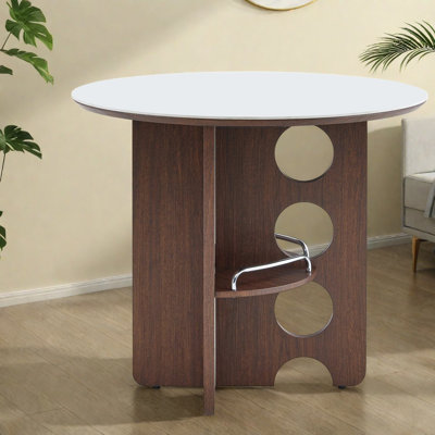 Tables de salle à manger (table seulement, sans chaises, avec plateau et pieds) avec rangement, panneau de fibres à densité moyenne aggloméré de 35,4 po, salle à manger rustique moderne