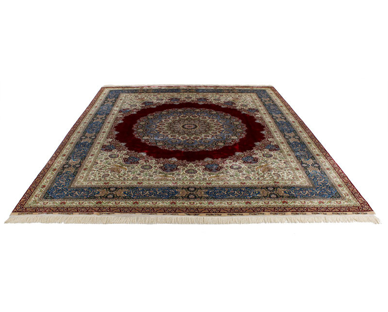 Tapis turc rouge et bleu clair 8 x 10