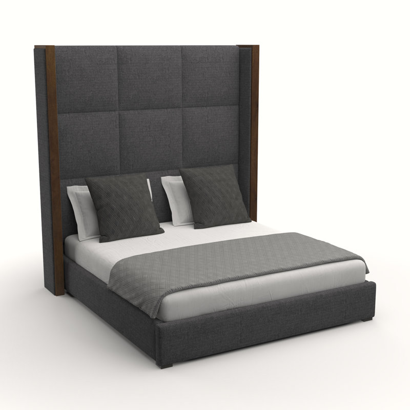 Lit tapissier capitonné standard Dipson, Revolution® gris anthracite, Grand (haut)