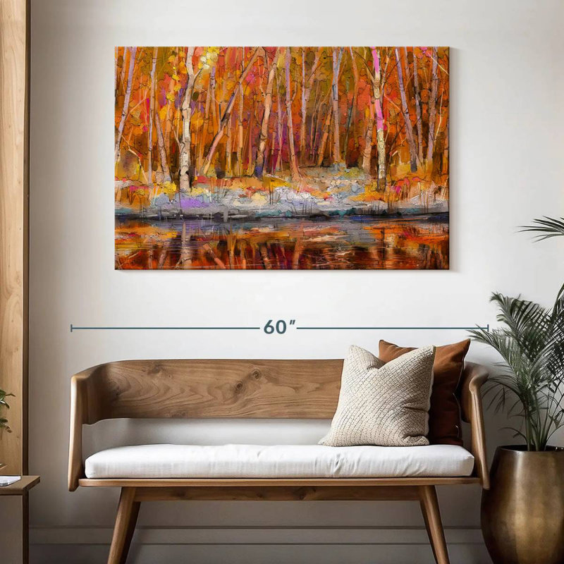 Alvord Thick Fall Woodland Painting, 32" H x 48" W