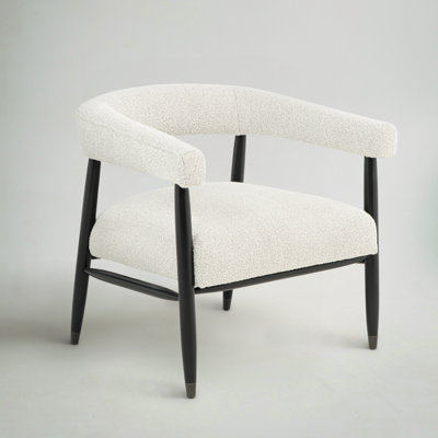 Cowen Arm Chair In Boucle Fabric With Mid-century Space Black Wood Frame