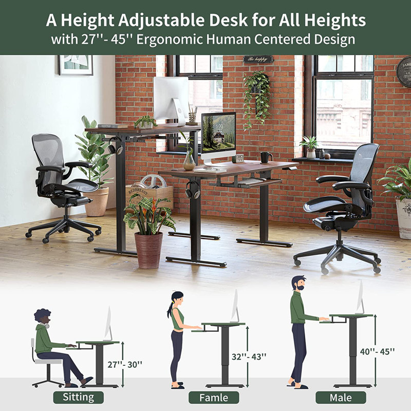 Bureau debout à hauteur ajustable Kleb, H 46 po x l 40 po x P 24 po