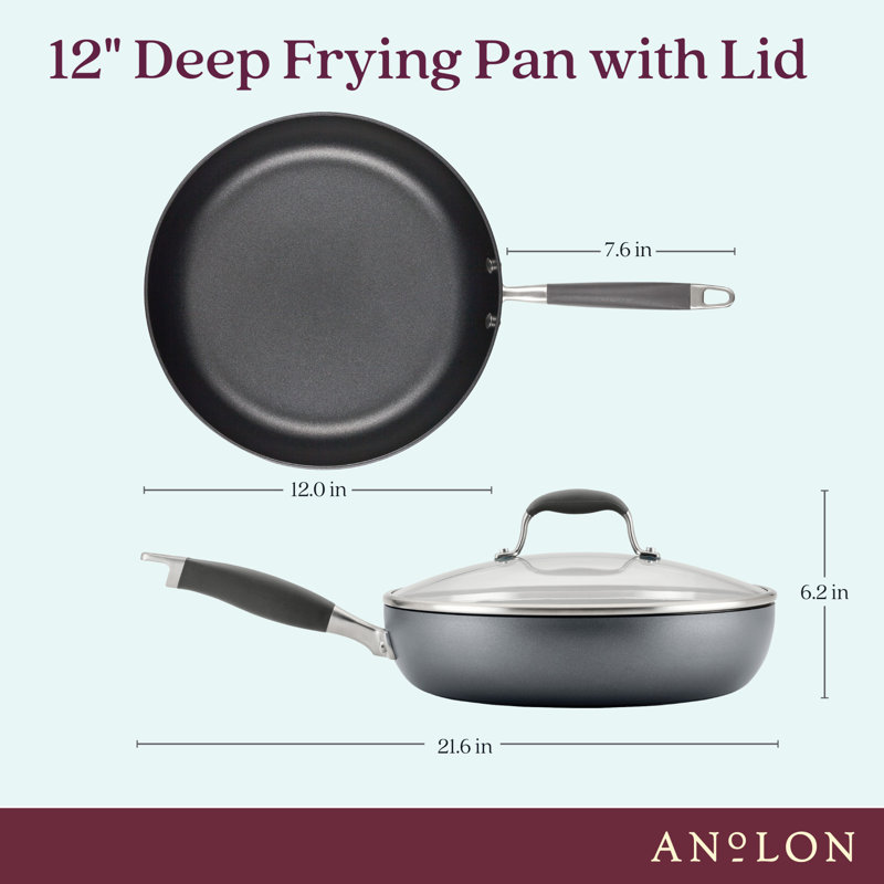 Anolon Advanced Bronze Hard-Anodized Nonstick Ultimate Pan with Lid, 12-Inch, Gray