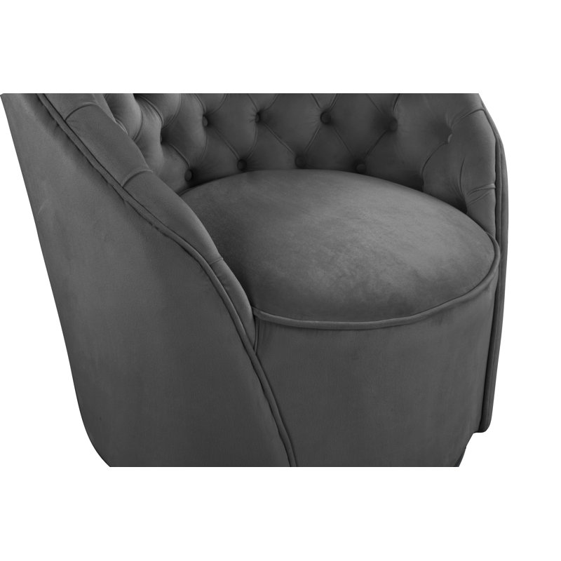 Alessio Velvet Upholstered Swivel Barrel Chair, Gray Velvet
