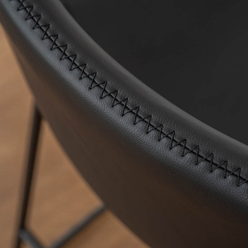 Anke Vegan Leather Armless, Black, Counter Stool (24” Seat Height)